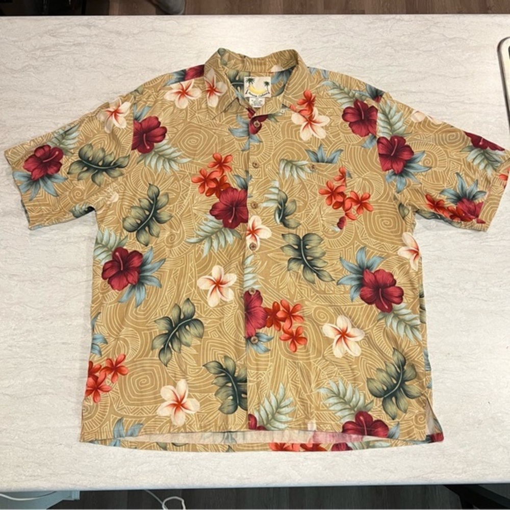 Banana Cabana‎ 100% silk men’s XL shirt.